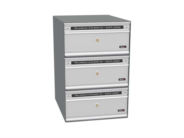 Allux PC1 - uden lås  RAL 9006 m. alu.låge 3 modul