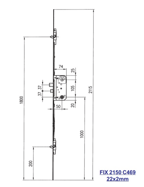 Fix Stanglås 2150 C469 med 22 mm stolpe