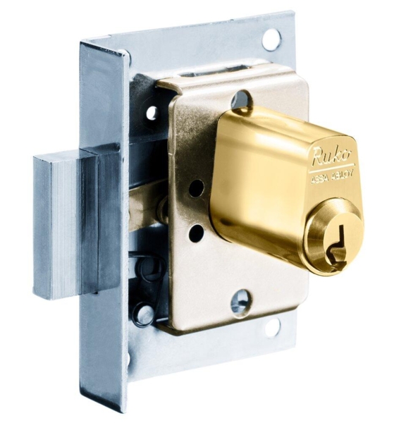 RB1612 Furniture lock with end plate and ring brass
