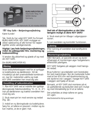 Burg Guard nyckellåda Key Safe 20 SB