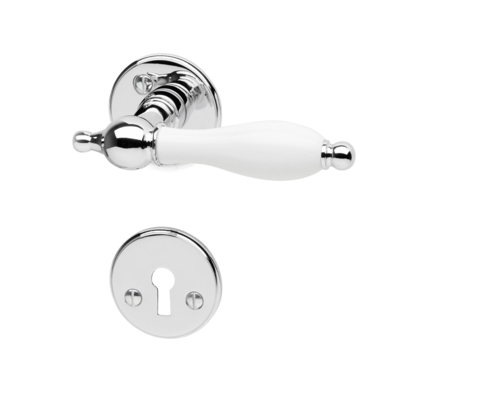 DOOR HANDLE INDV CHROME / WHITE WOOD