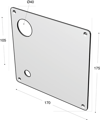 6504-1111 Fyrkantig skylt - Höger rostfritt stål