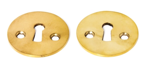 Dørgreb Earth Poleret Messing Uden lak med rosetter cc30 og nøglehuller