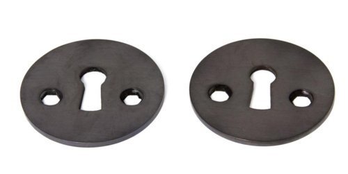 Dørgreb Earth Gun Metal med rosetter cc30 og nøglehuller