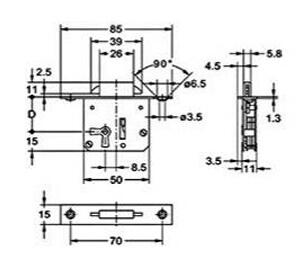 Møbellås Museøre 2131-25mm V incl Nøgle MS Elz S 15 x 85mm