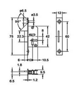 Møbellås 1980-10mm H incl Nøgle M Elz S12x75mm