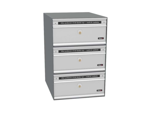 Allux PC1 - uden lås  RAL 9006 m. alu.låge 3 modul