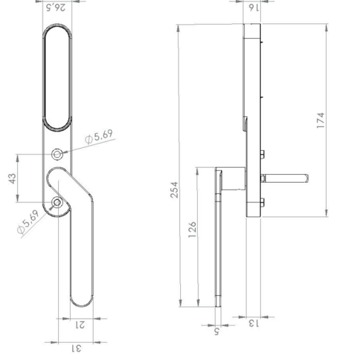 Secuyou Smart Lock terassedørslås, mat sort Access Model