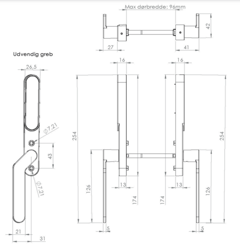 Secuyou Smart Lock terassedørslås, mat sort Access Model