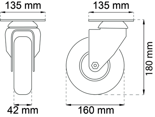 CONTAINERHJUL 160MM M.PLADE