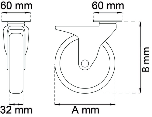 MØBELHJUL SVINGB. STÅL M/BREMSE 125
