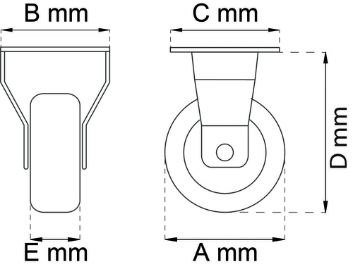 MØBELHJUL FAST 75MM LP
