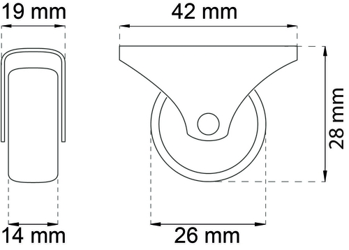 MØBELHJUL Ø26MM GALV. 4STK