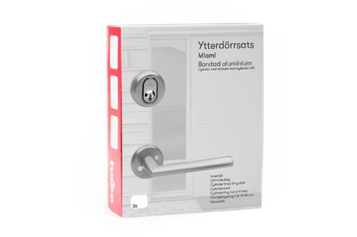 Dørgrebssæt f/yderdør Miami Børstet Aluminium
