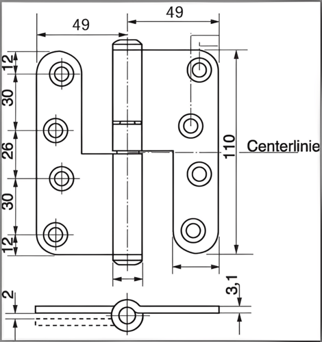 Tapbærende hængsel 3228 GZ V