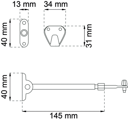 VINDUESHOLDER 145 - 190MM HVID