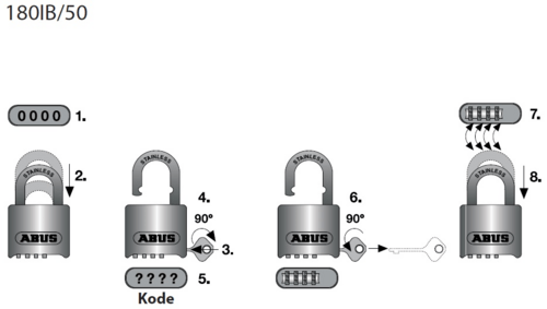 Abus hengelås m / kode 180ib / 50