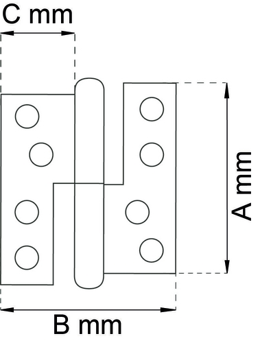 HÆNGSEL VENSTRE 85X33MM VARMGALV