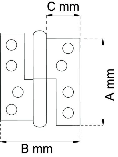 HÆNGSEL HØJRE 109X38MM VARMGALV