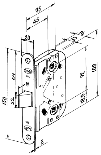 MELLANDÖRSLÅS BODA / ABLOY 414