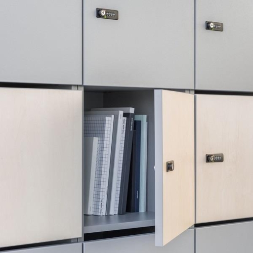 Skabslås med kode, Sort med angivelse af om den er låst eller ej