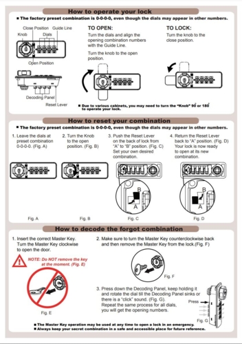 Skabslås med kode, Sort med angivelse af om den er låst eller ej