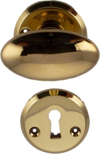Plain Brass Oval door handle for interior doors Almond shape