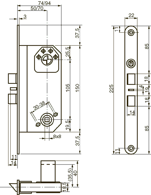 560 låsekasse Dorn 50