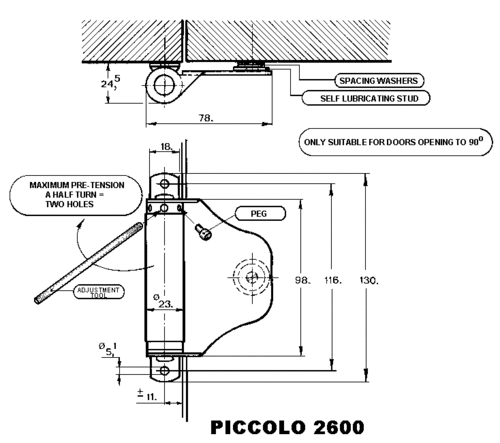 Diktator Türfeder Piccolo 2600 vernickelt