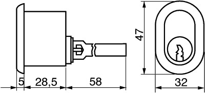 OVAL CYLINDER FÖR LÅSLÅS RM2601 I SYSTEM
