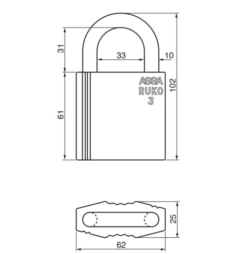 RD3641 Vorhängeschloss D12 Serie 1200 10 mm Halterung