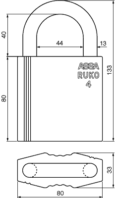 4641 VORHÄNGESCHLOSS 6 Pin 13 mm Halterung
