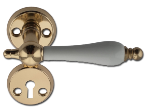 Nordhavn Husmandsgreb 6685/6686 Polerad mässing med lack, porslin.