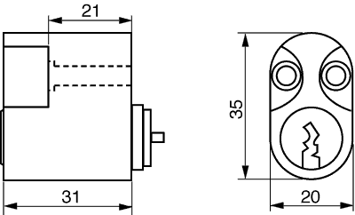 OVALSYLINDER FOR MODULLÅS TS2603 I SYSTEM