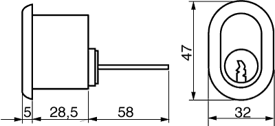 OVALSYLINDER TS1673 FOR FIX TERRASSDØRLÅS I SYSTEM