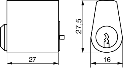 SILINDER FOR MØBLERLÅS TS4612 I SYSTEM