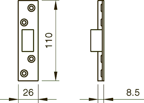 Endplatte 802210 für Kastenschlösser (Ausgangstüren)