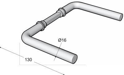 DØRHÅNDTAK L -FORM - 16 MM - UTEN ROSER 0116