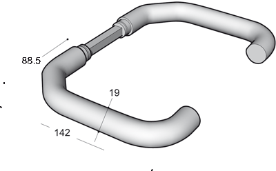 DØRHÅNDTAK U -SHAPE - 16 MM - UTEN ROSETER 0216