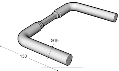 DØRHÅNDTAK L -FORM - 19 MM - UTEN ROSER 0119