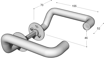 DÖRRHANDTAG 135 MM "HOSPITAL" - 19 MM MED ROSETS 0819 ** RESIDUAL SALE BEGRÄNSAT LAGER **