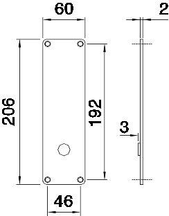Langt skilt med hull for dørhåndtak