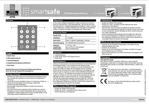 Smartsafe 20E mit elektrischem Codeschloss