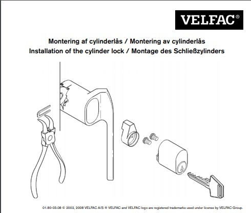 Velfac 200 Patio dørhåndtak for sylinder (følger ikke med)