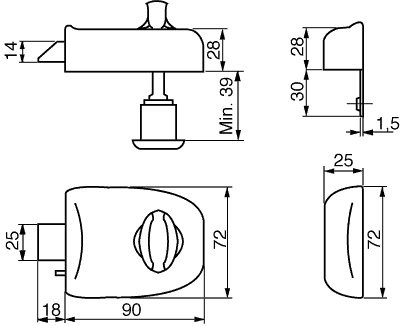 1601 Låsekasse ABUS Zolit -sylinder