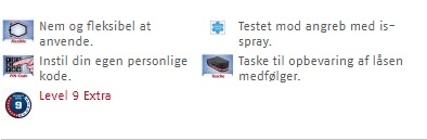 Faltschloss 6100 Bordo Combo Schwarz Rot oder Weiß, 90 cm