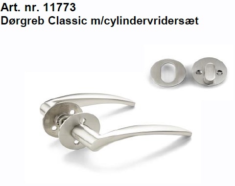 Utvändigt dörrhandtag med knopp och rosett Begränsat lager