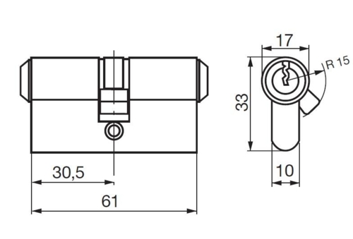 RD1620 dobbelt dråbecylinder Rustfri Look