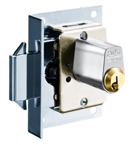 RB1630 Möbelschloss mit Endplatte und Ring Chrom glänzend