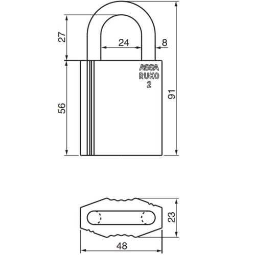 RB2641 Hänglås typ 2 svart krom, fäste höjd 27 mm härdat stål Ø8 mm, klass 2